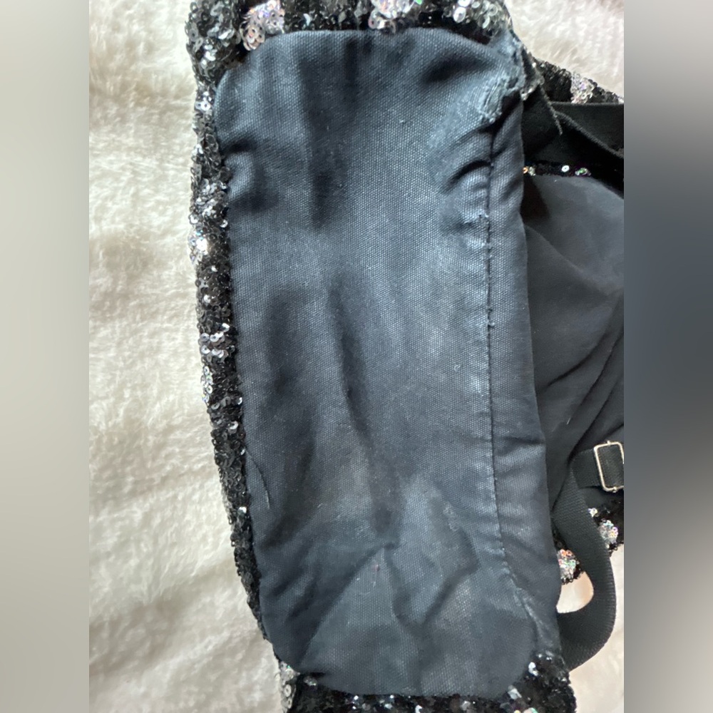 Victoria's Secret PINK BLACK Silver LEOPARD CHEETAH SEQUIN Bling Backpack. - Picture 9 of 16